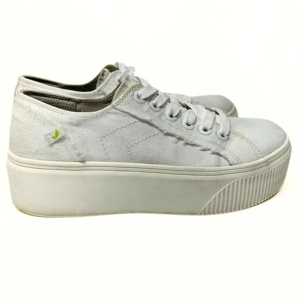 Dr. Scholl's Women's White Canvas Platform Lace-Up Sneakers Size 8.5 M
